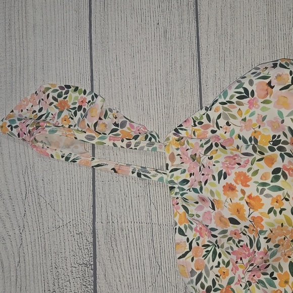 Kona Sol Women's Ditzy Ruffle One Piece Bathing Suit White Floral Print Size L - Picture 4 of 11